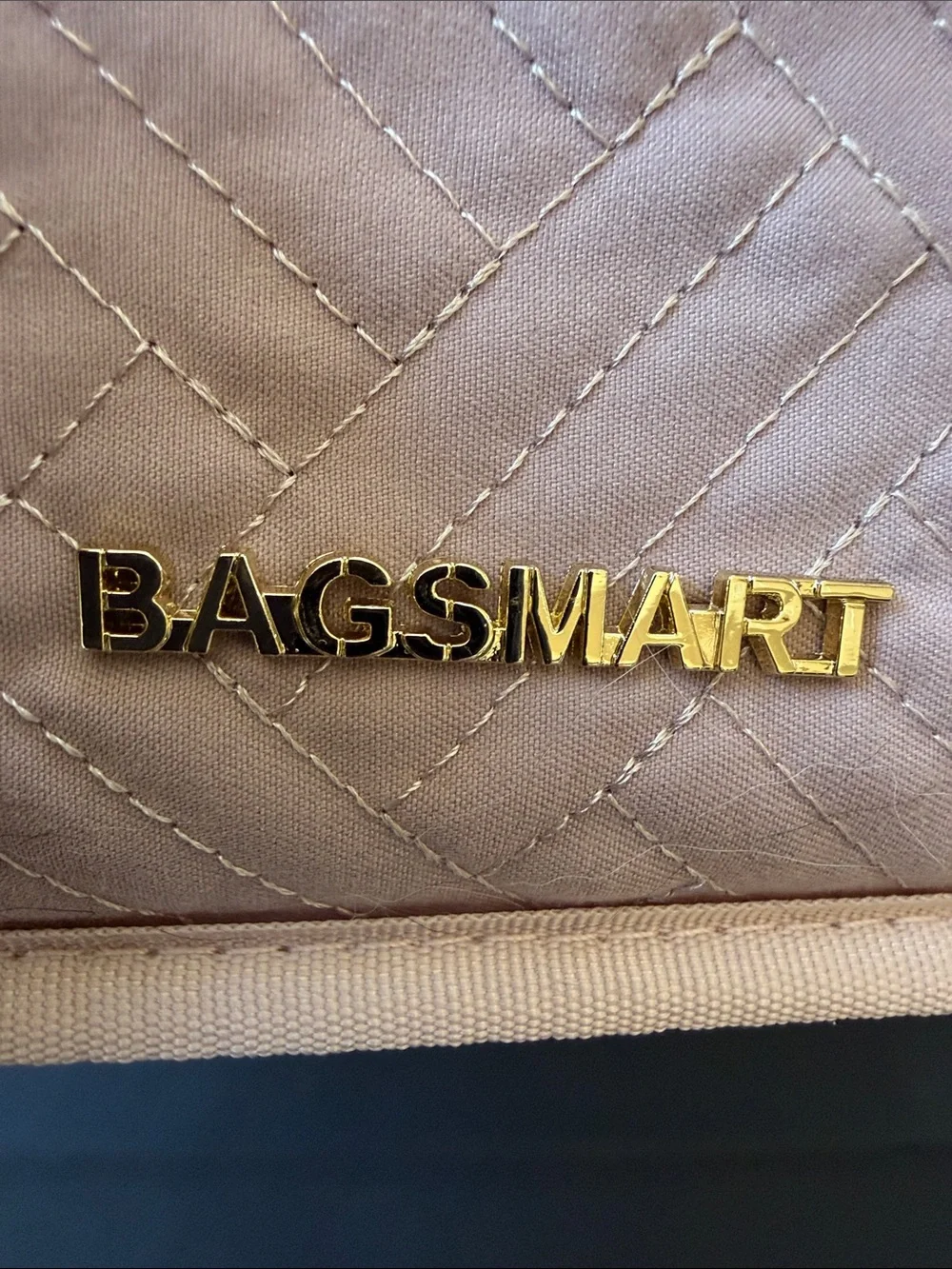BAGSMART Quilted Travel Makeup Train Case Organizer Blush Pink NWT